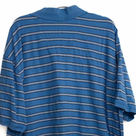 Izod Mens Advantage Polo Shirt Blue Striped Size 3XB Short Sleeve Cotton - Picture 8 of 8